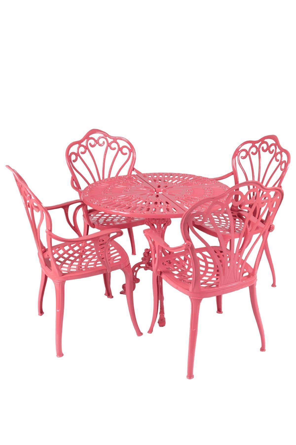 Reyhan Masalı Alüminyum Bahçe Takımı | Döküm Masa Takımı | Pembe