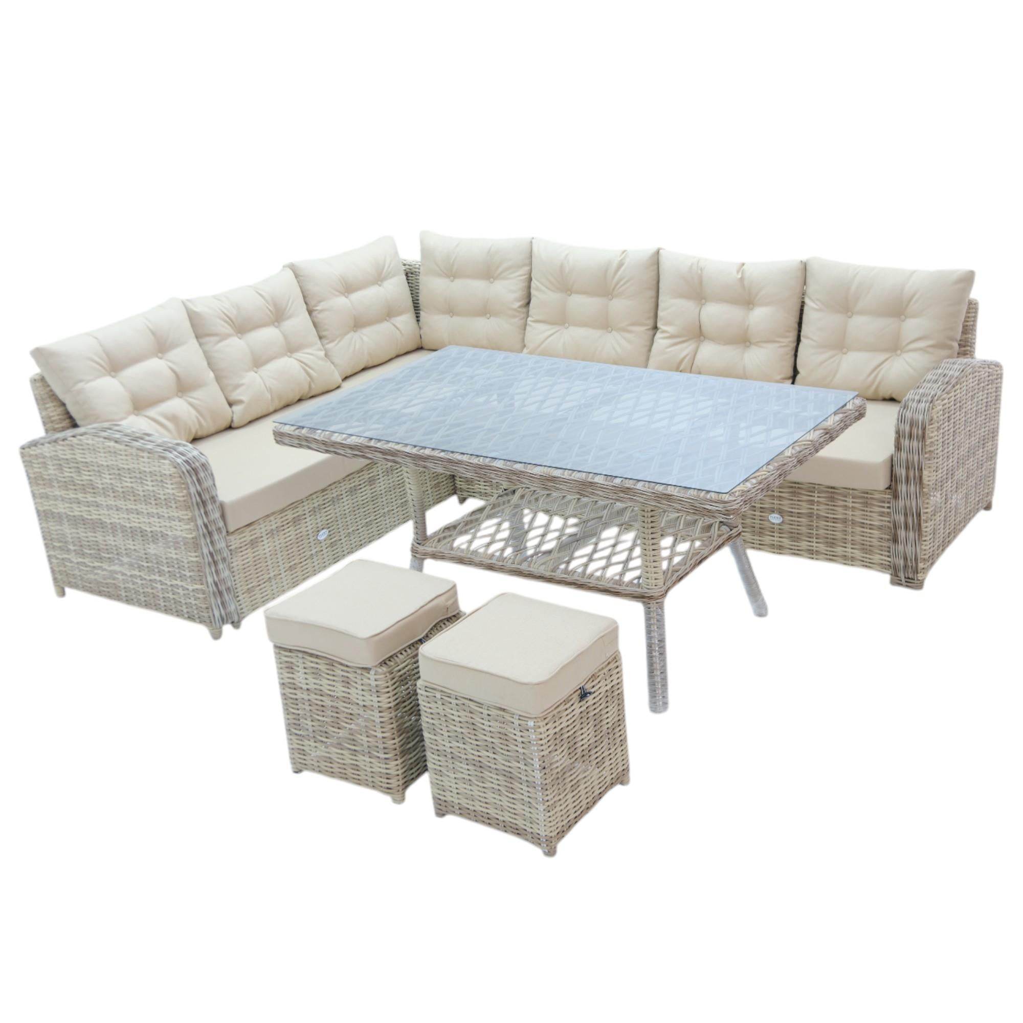 Riserva | Rehome Rattan 2 Puflu Bahçe Köşe Takımı | 606