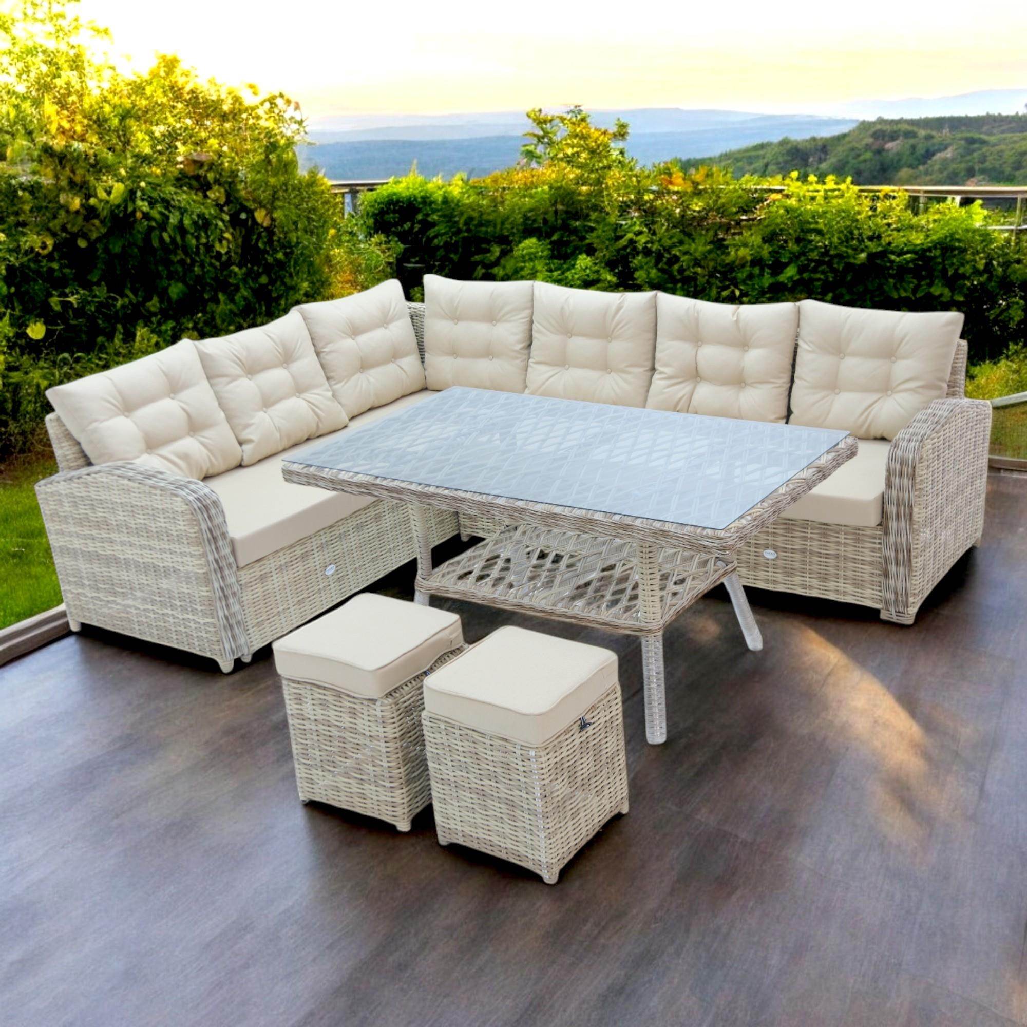 Riserva | Rehome Rattan 2 Puflu Bahçe Köşe Takımı | 606