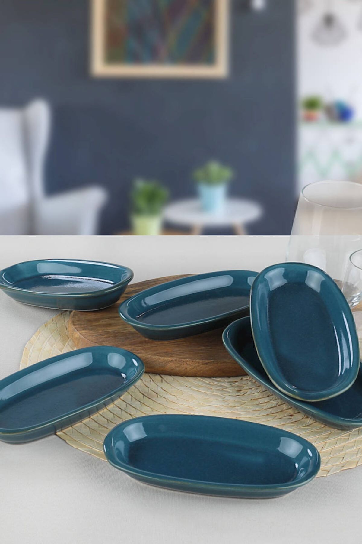 Safir Hitit Kayık Tabak 6 Adet 16 Cm