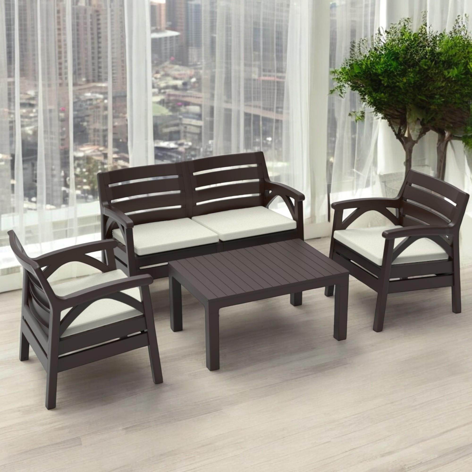 Santana 2+1+1+Sehpa Bahçe Oturma Grubu | Plastik Balkon Takımı