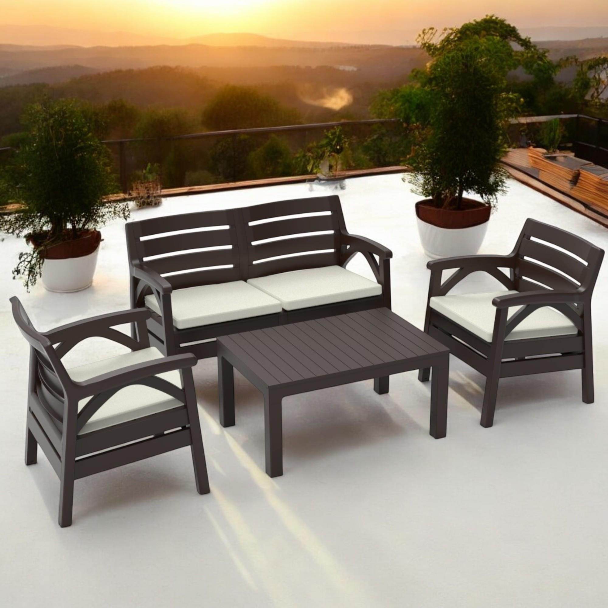 Santana 2+1+1+Sehpa Bahçe Oturma Grubu | Plastik Balkon Takımı
