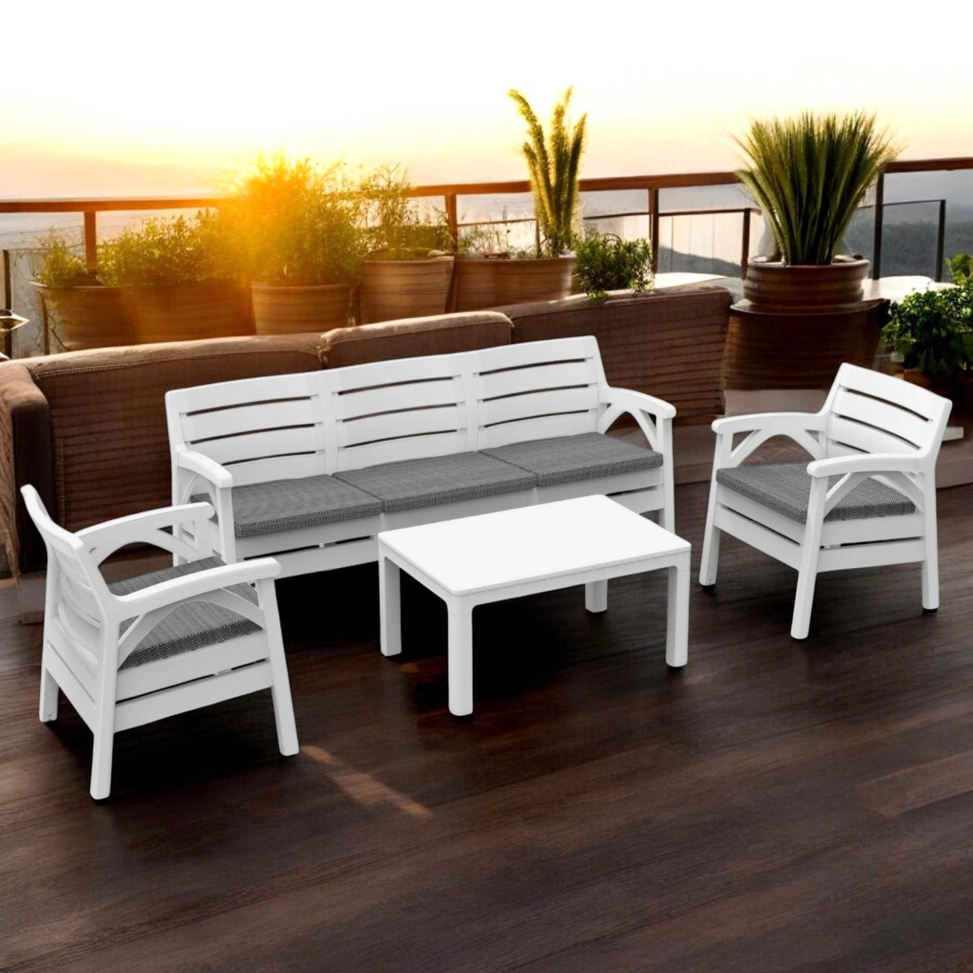 Santana 3+1+1+Sehpa Bahçe Oturma Grubu | Plastik Balkon Takımı