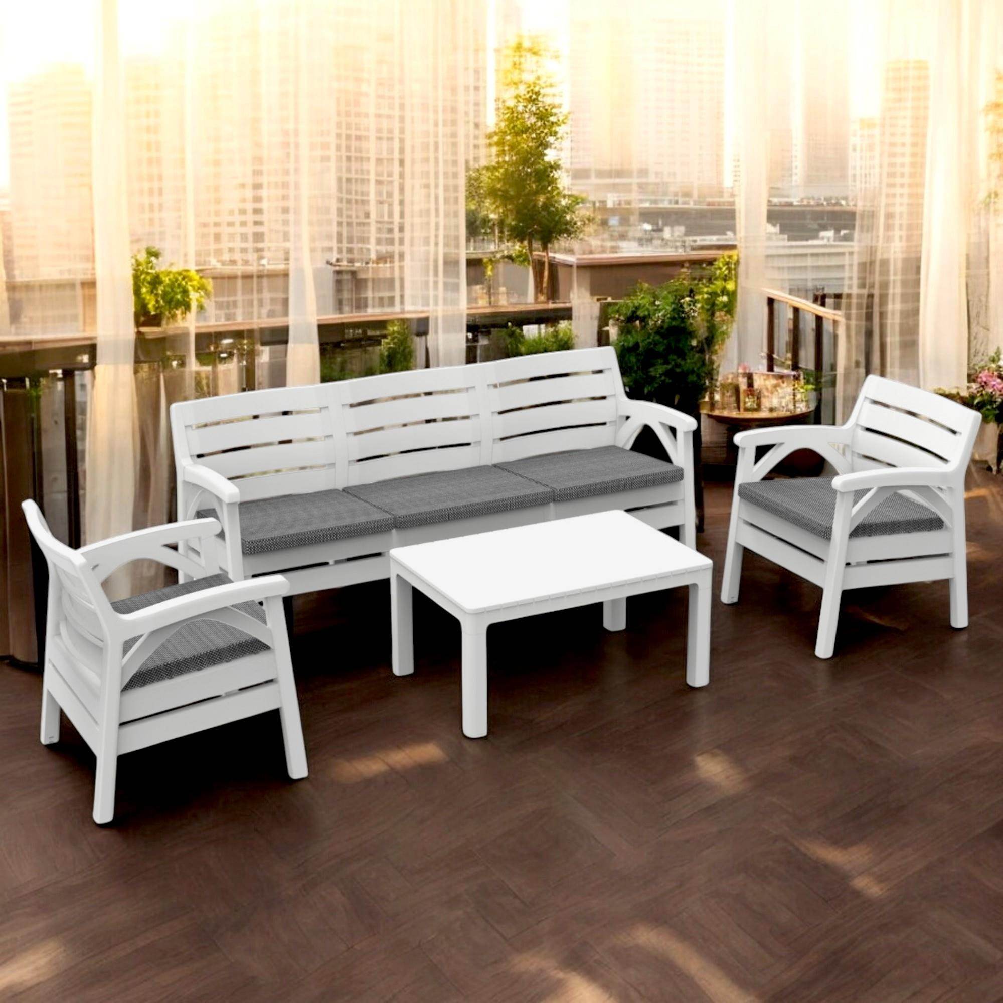 Santana 3+1+1+Sehpa Bahçe Oturma Grubu | Plastik Balkon Takımı