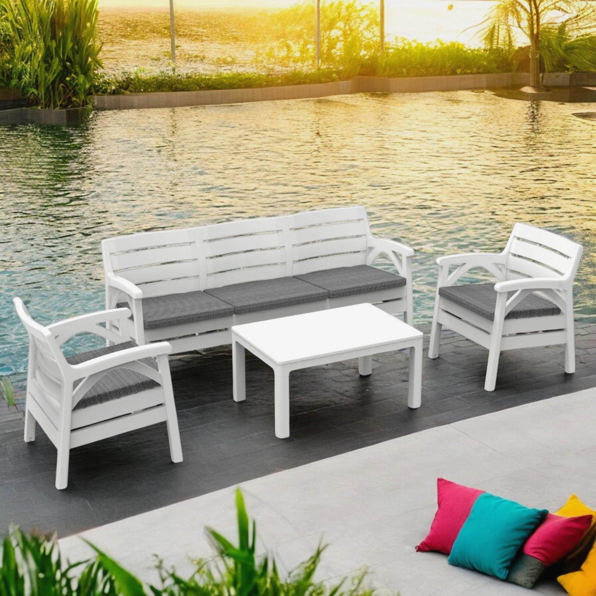 Santana 3+1+1+Sehpa Bahçe Oturma Grubu | Plastik Balkon Takımı