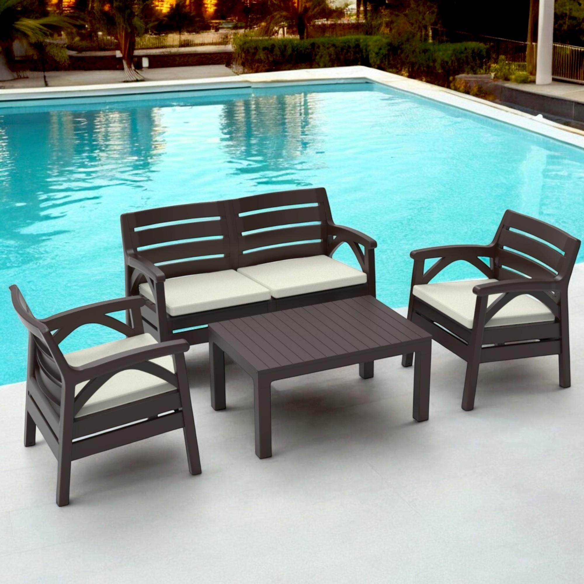 Santana 2+1+1+Sehpa Bahçe Oturma Grubu | Plastik Balkon Takımı