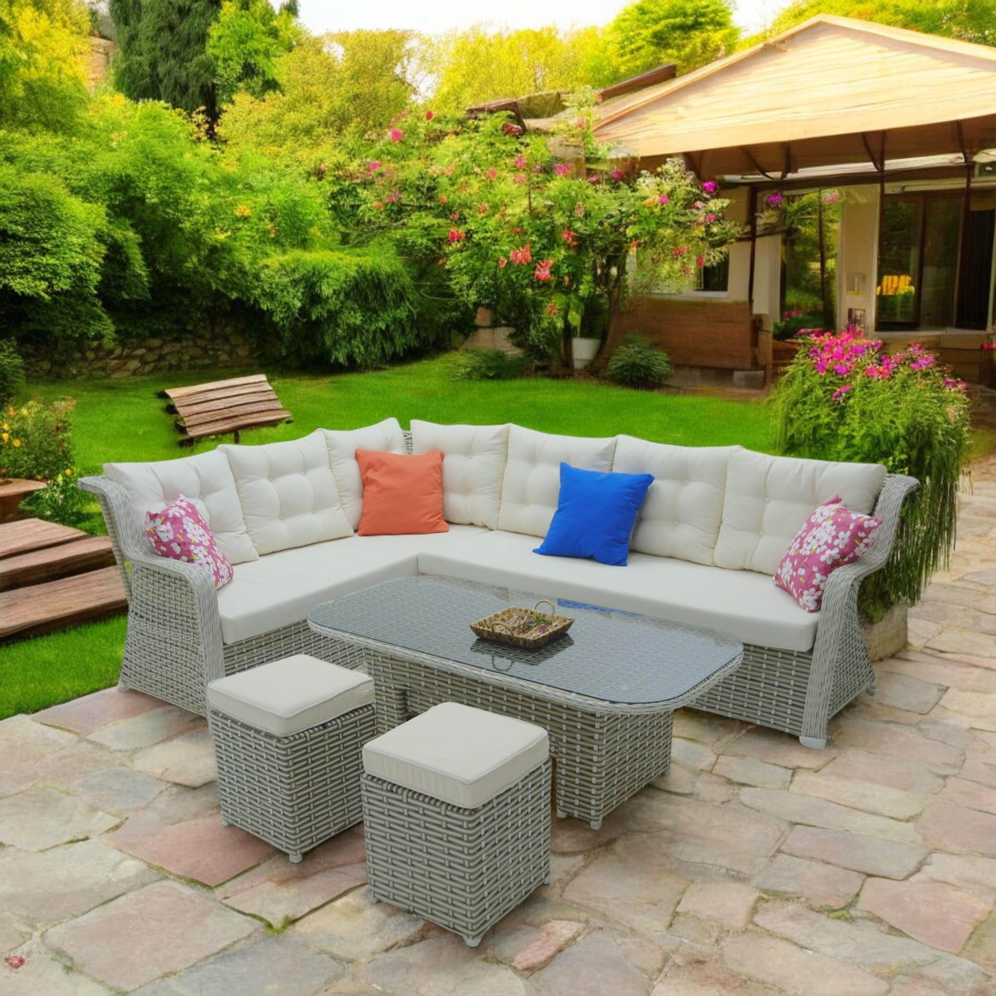 Serena | Rehome Rattan İki Puflu L Bahçe Köşe Takımı | 316