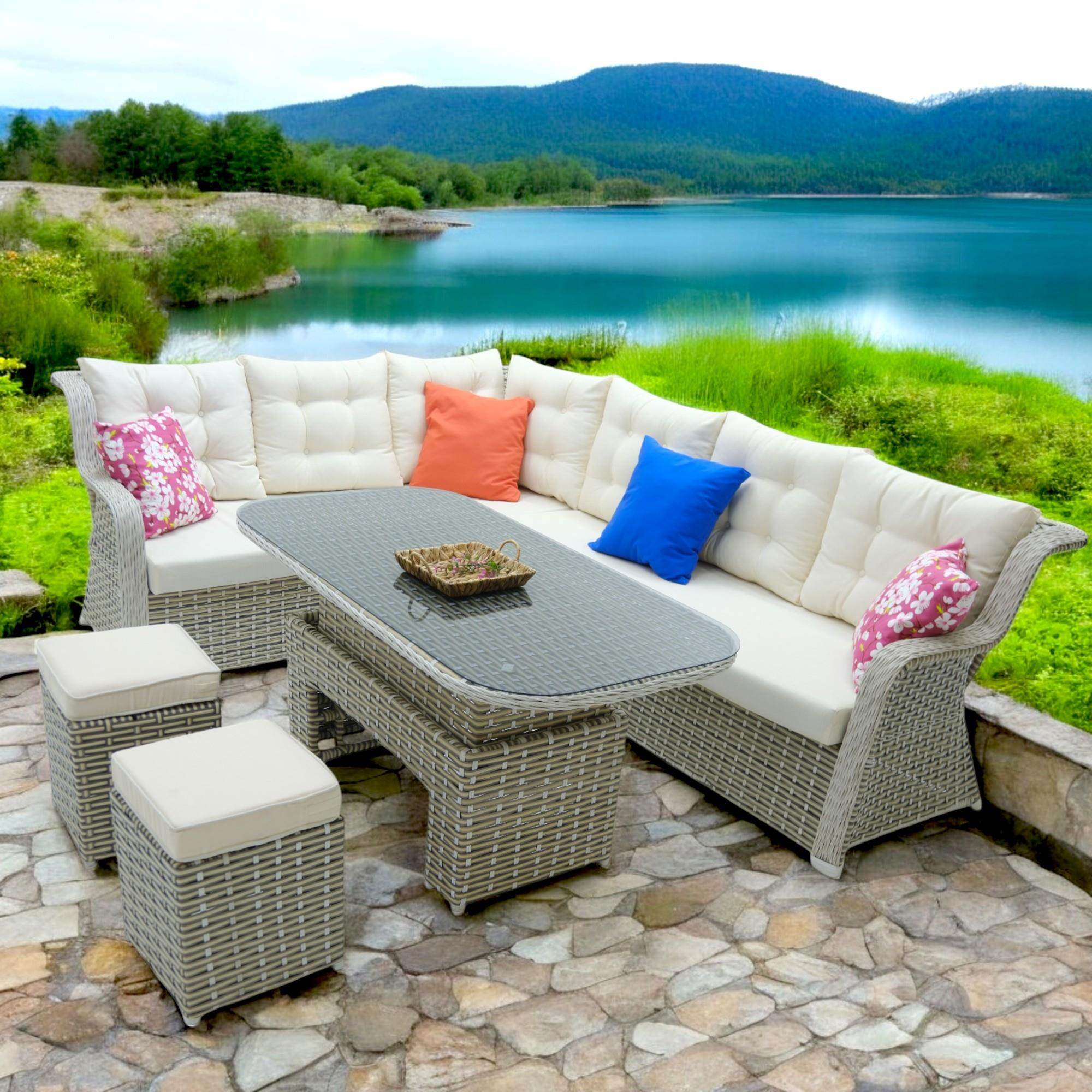 Serena | Rehome Rattan İki Puflu L Bahçe Köşe Takımı | 316