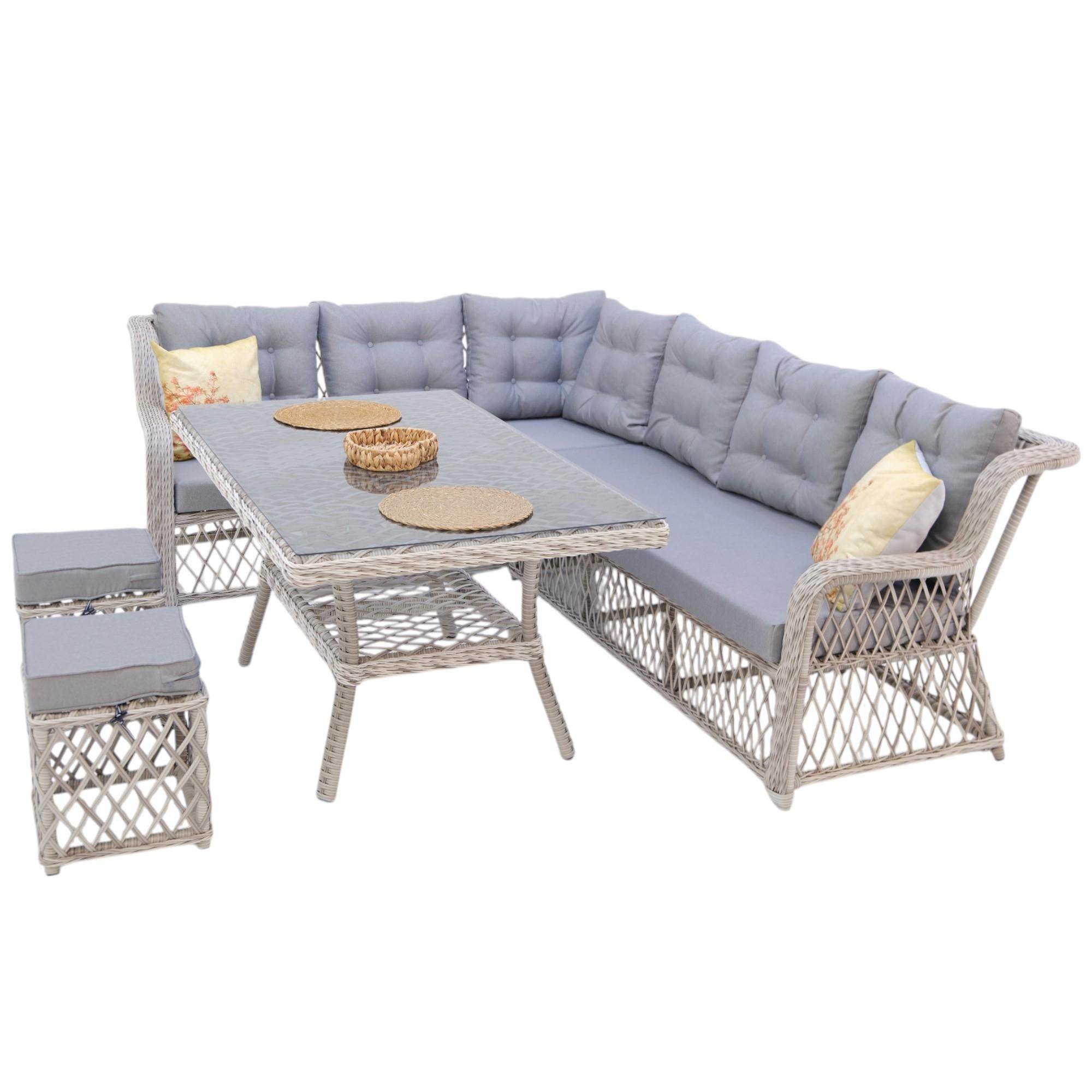 Serena X | Rehome Rattan İki Puflu L Bahçe Köşe Takımı | 111