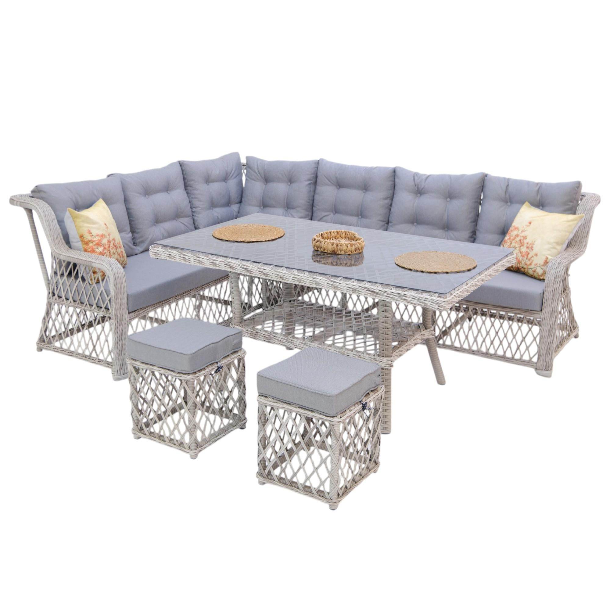 Serena X | Rehome Rattan İki Puflu L Bahçe Köşe Takımı | 111