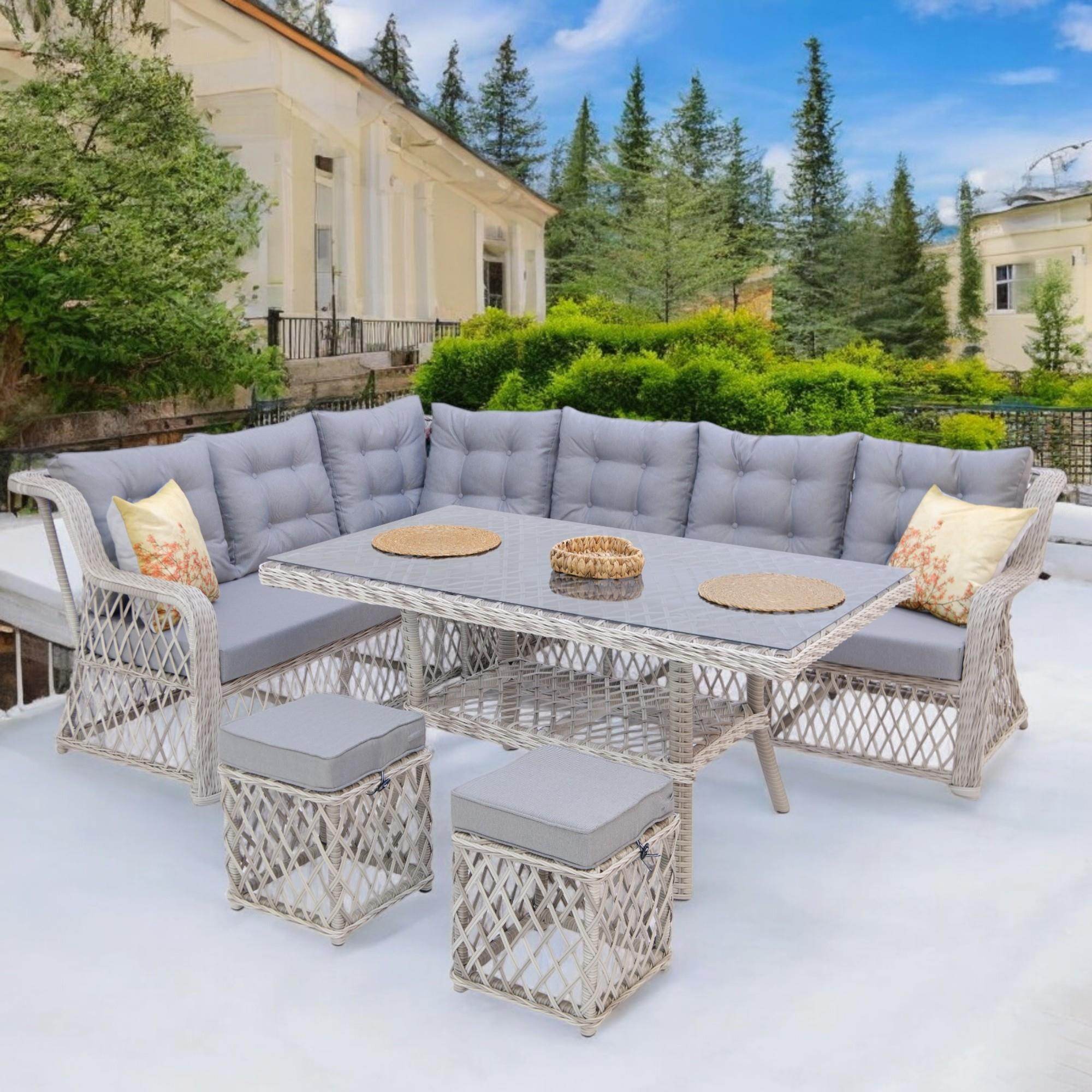 Serena X | Rehome Rattan İki Puflu L Bahçe Köşe Takımı | 111