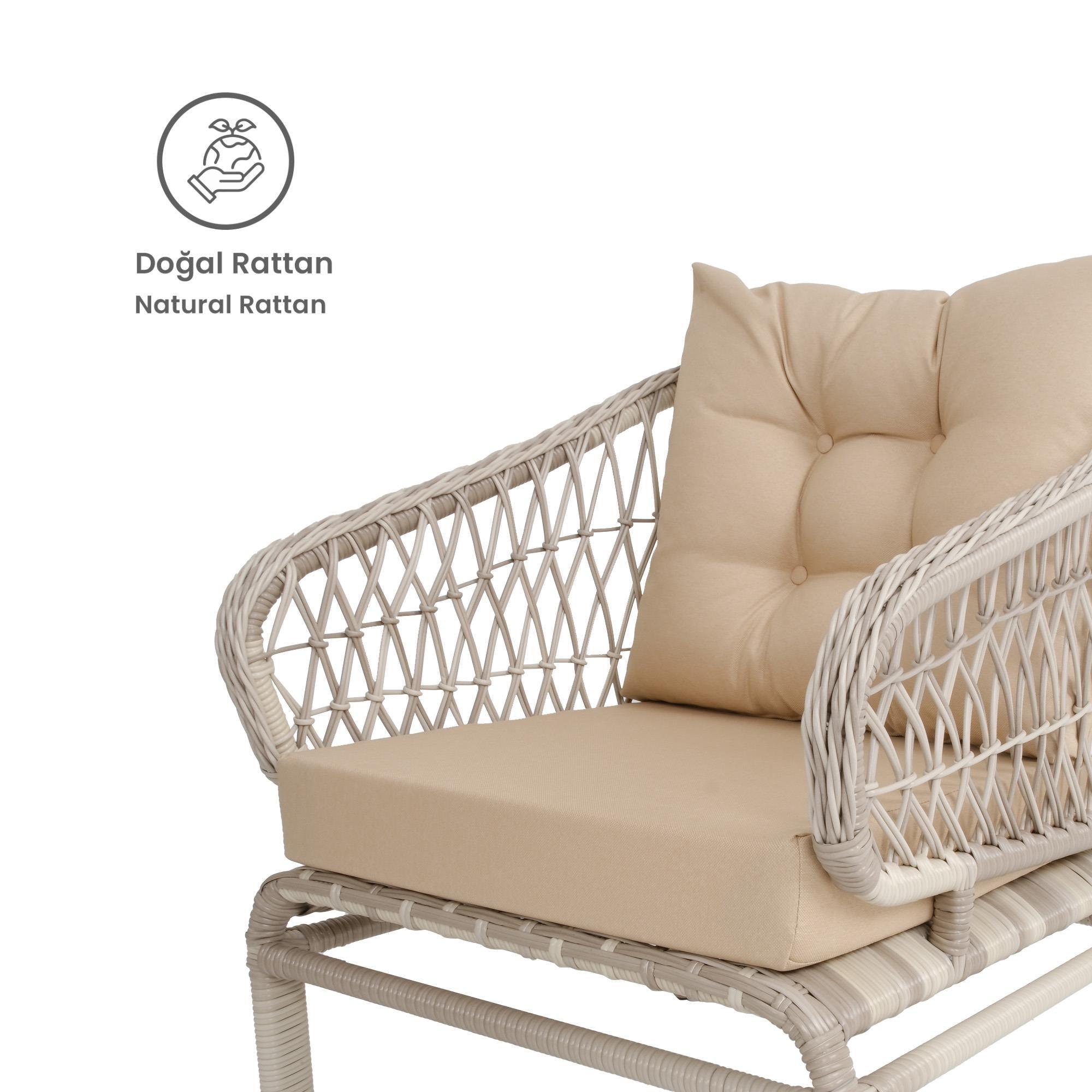 Serenity Üçlü Rattan Bahçe Balkon Oturma Grubu | Rehome