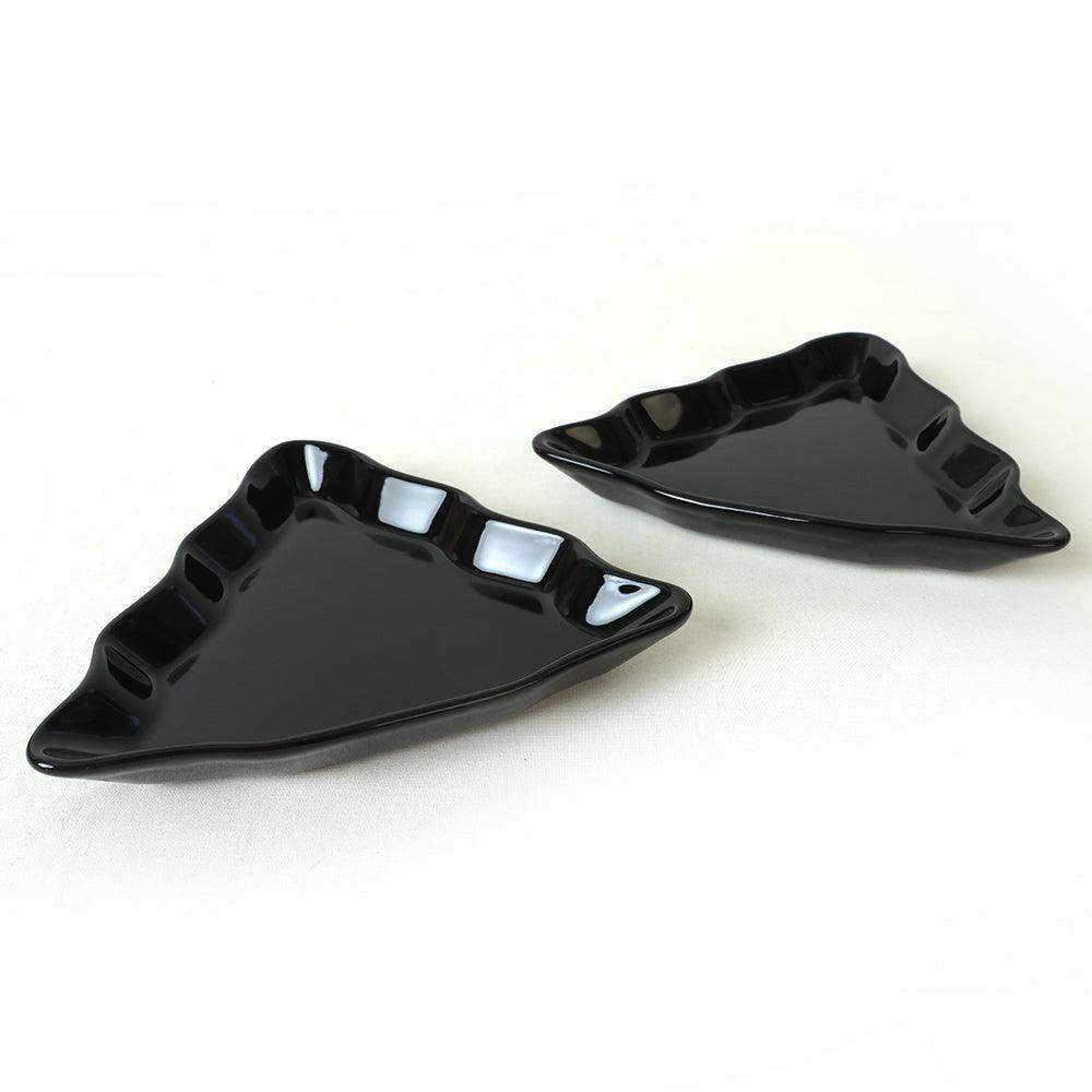 Siyah Çam Kayık Tabak 22 Cm 2 Adet