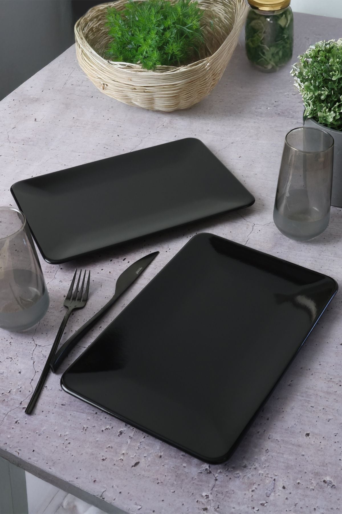 Siyah Siera Kayık Tabak 31 Cm 2 Adet