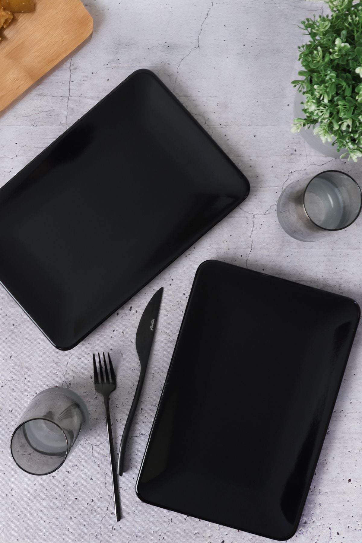 Siyah Siera Kayık Tabak 31 Cm 2 Adet