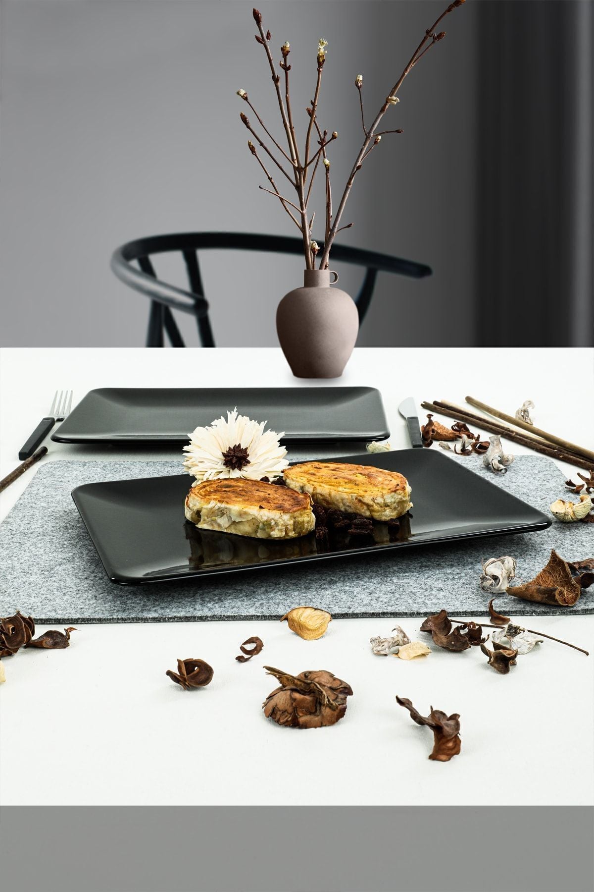 Siyah Siera Kayık Tabak 31 Cm 2 Adet