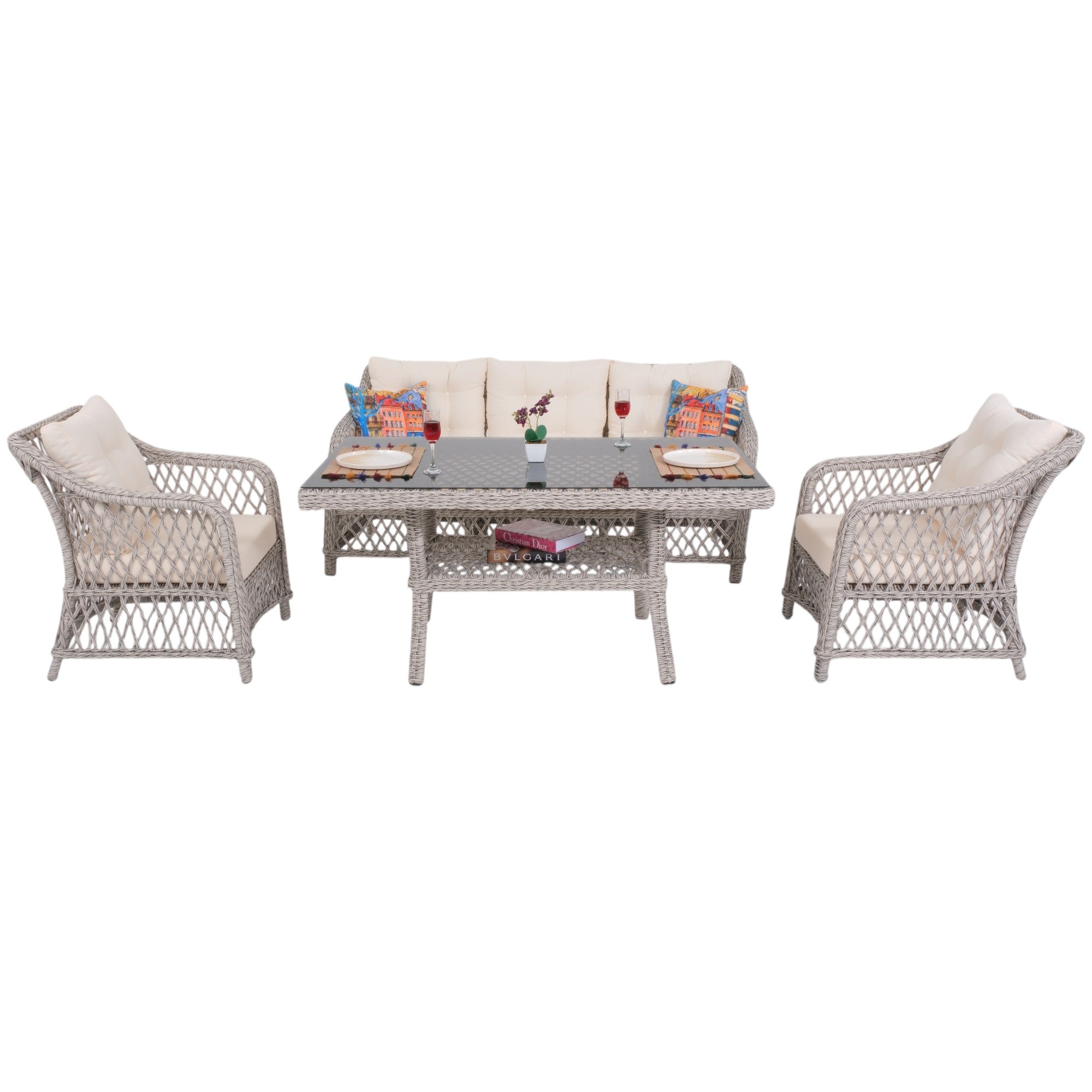 Solena Üçlü Rattan Bahçe Oturma Grubu | Rehome