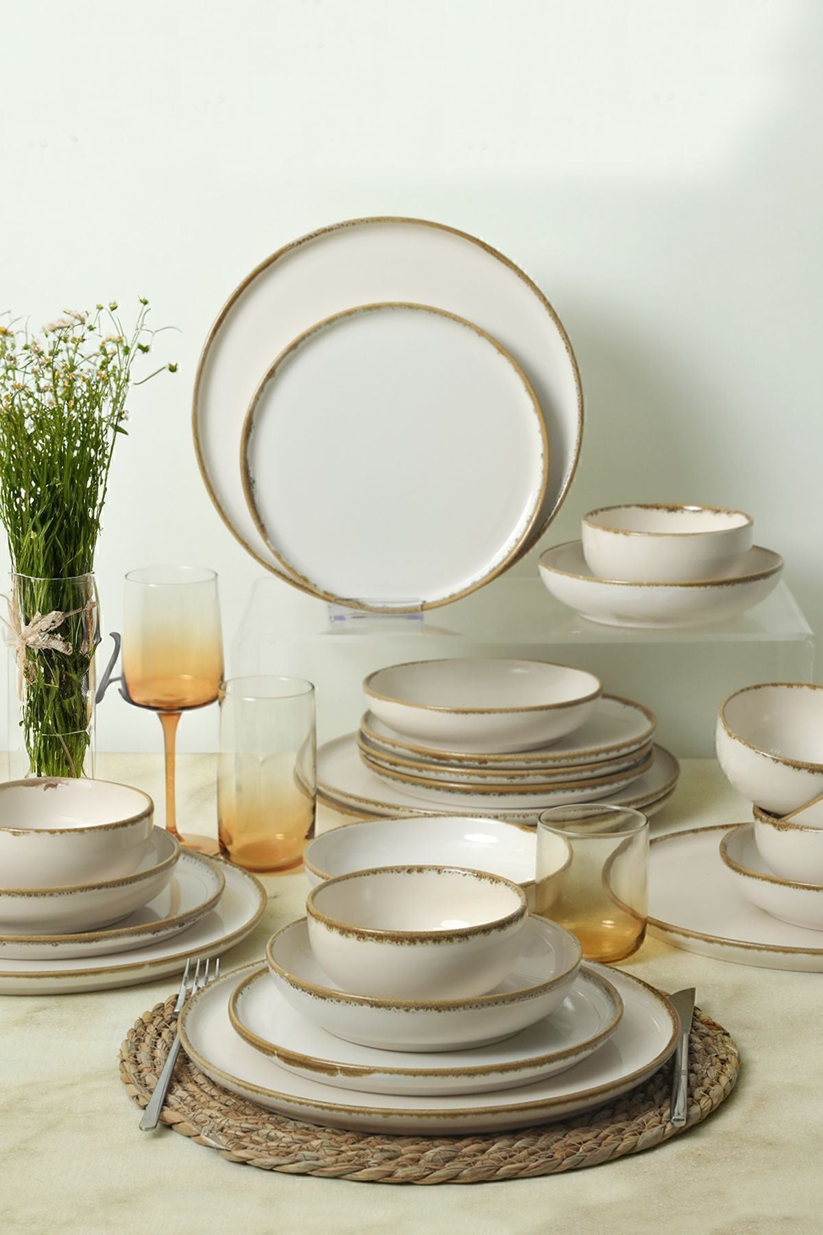 Straw Nordic Yemek Takımı 24 Parça 6 Kişilik