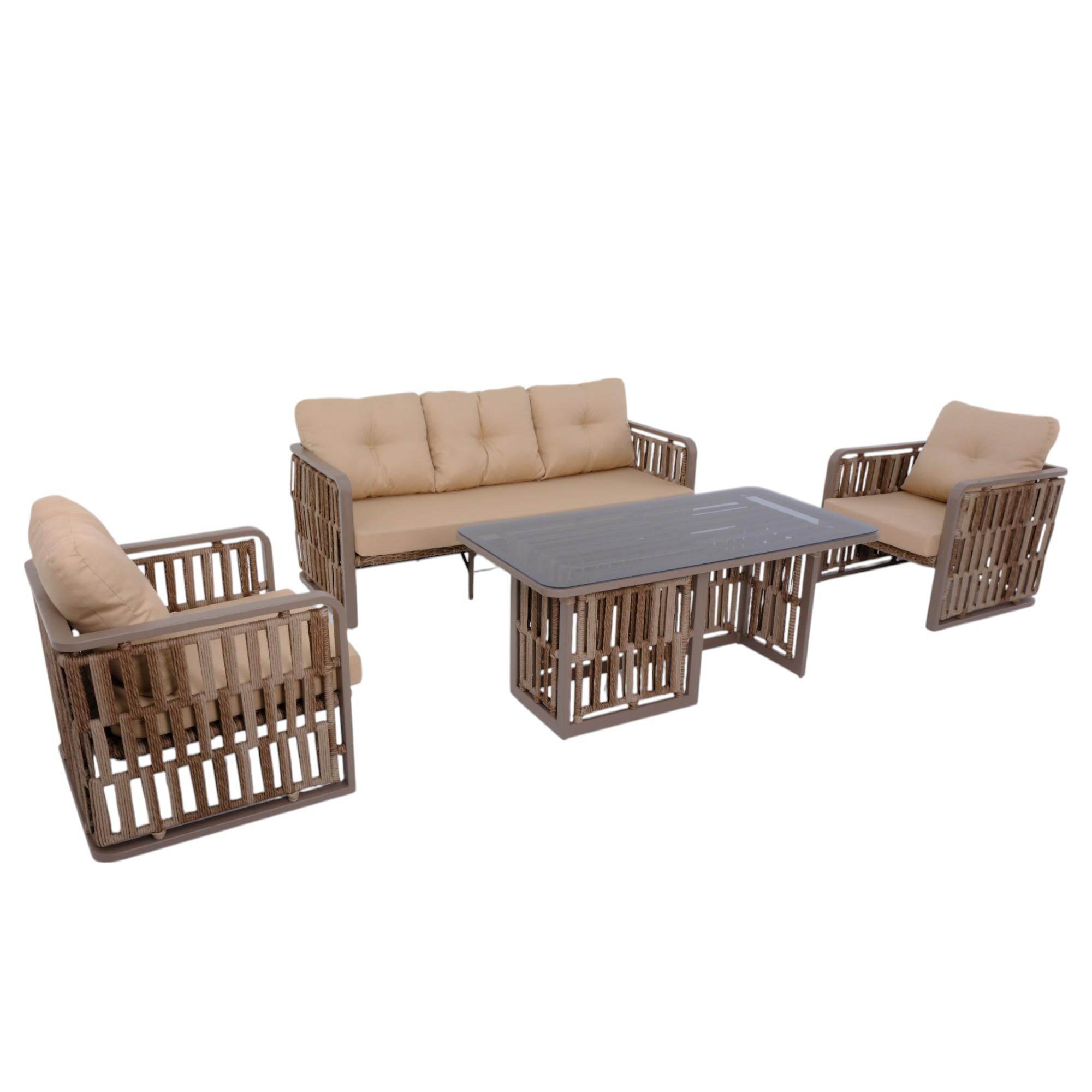 Talia | Rattan Bahçe Oturma Grubu | 3+1+1 Sehpalı Bahçe Takımı