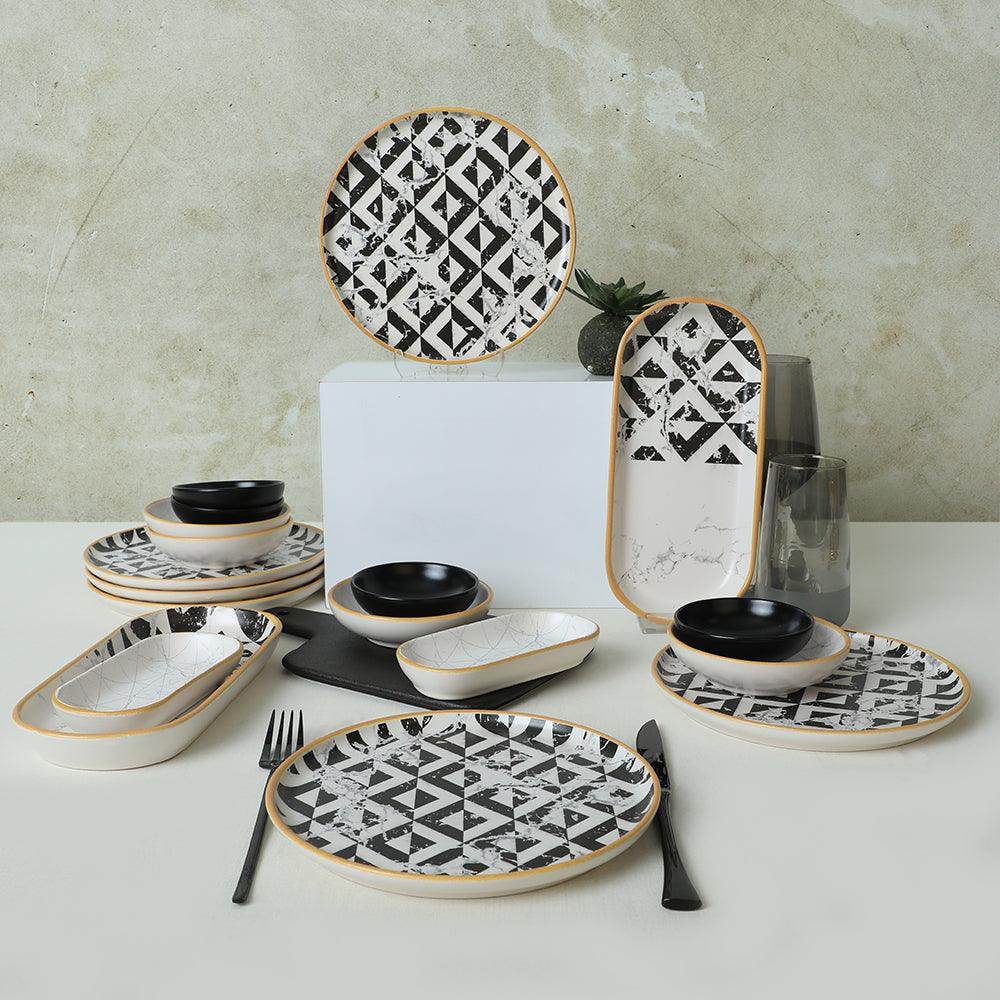 Keraart Trigon Marble Kahvaltı Takımı 18 Parça 6 Kişilik 18766-68-69