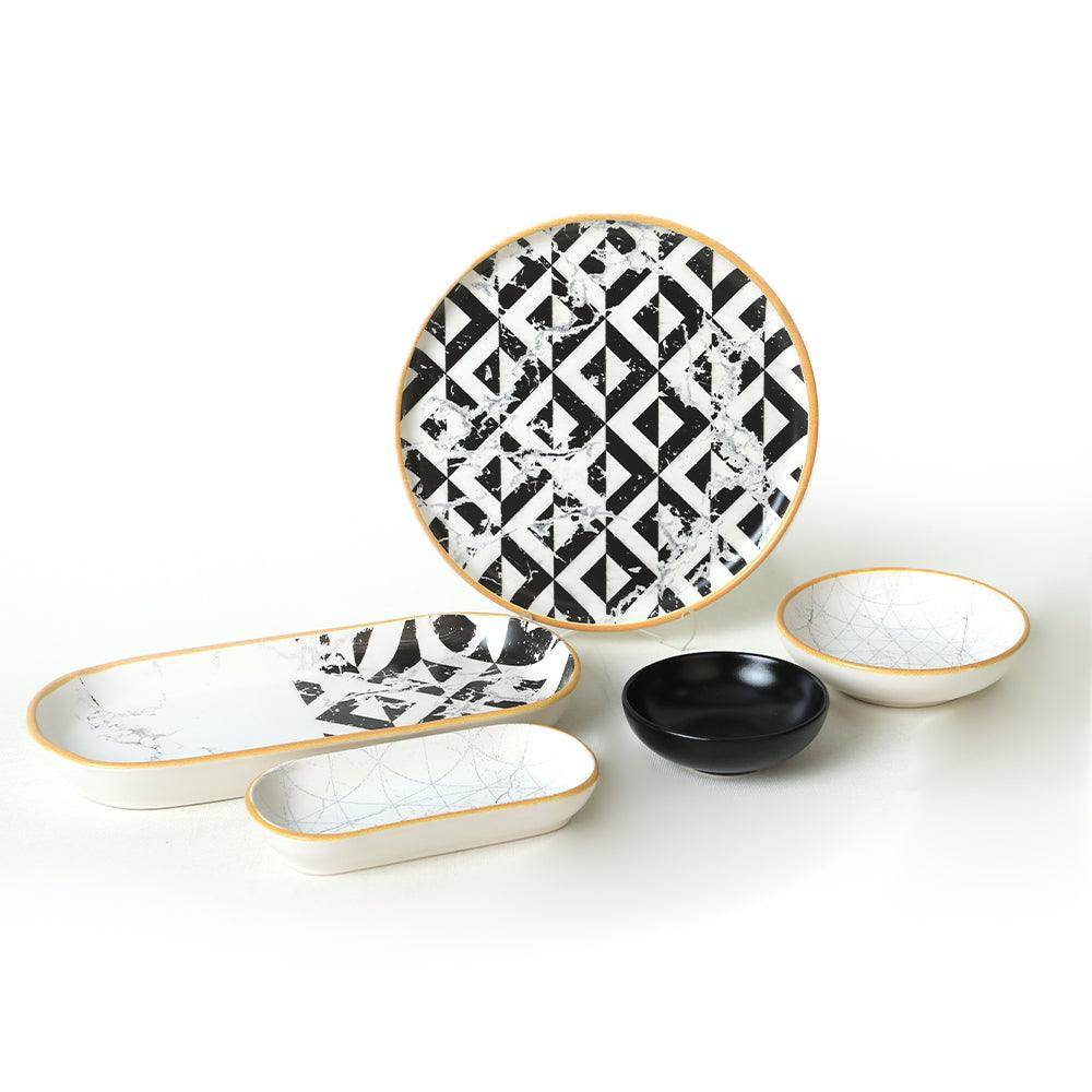Keraart Trigon Marble Kahvaltı Takımı 18 Parça 6 Kişilik 18766-68-69
