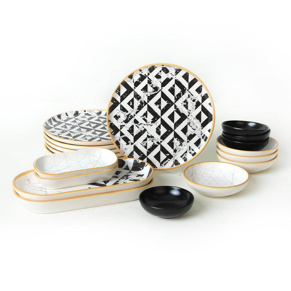 Keraart Trigon Marble Kahvaltı Takımı 18 Parça 6 Kişilik 18766-68-69