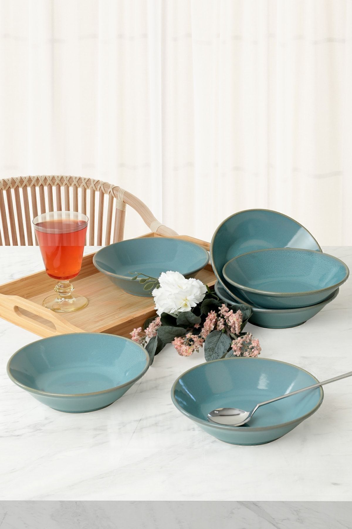 Turkuaz Granit Hitit Yemek Tabağı 18 Cm 6 Adet Q07