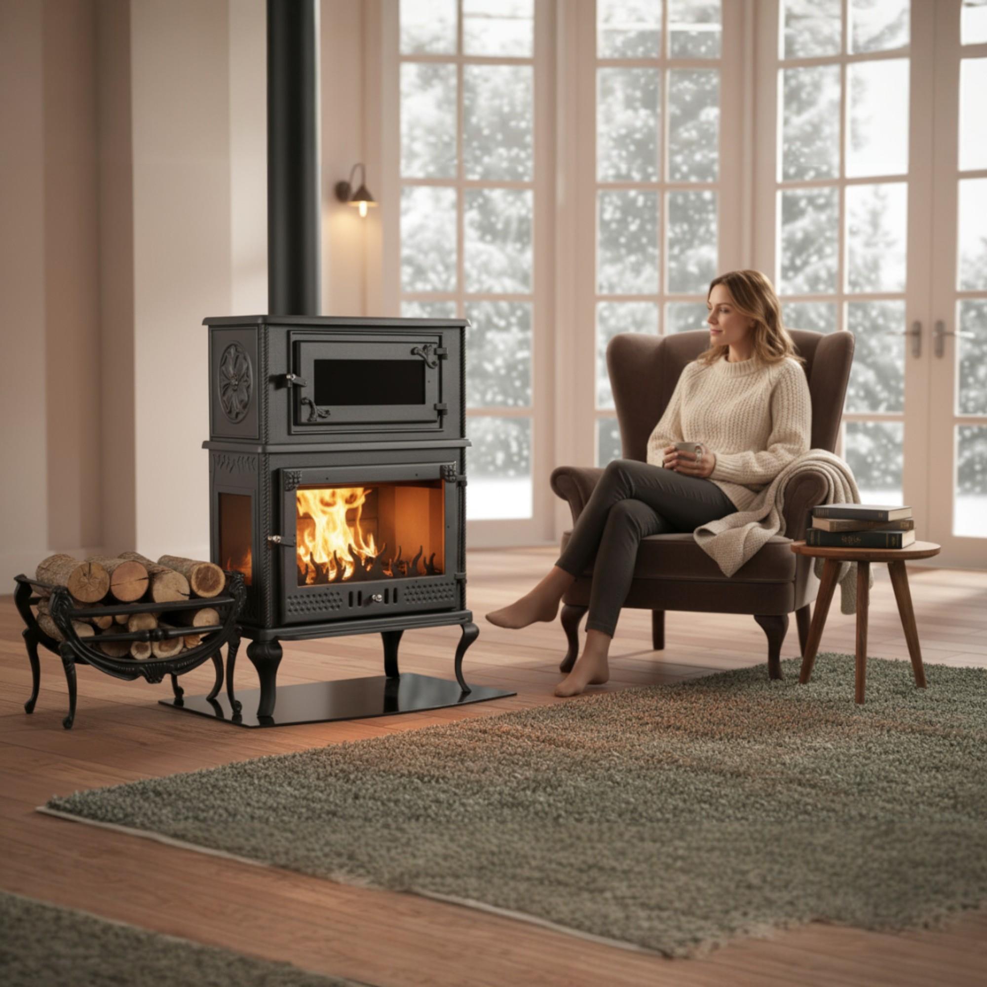 Üç Camlı Fırınlı Döküm Şömine Soba | Erendemir