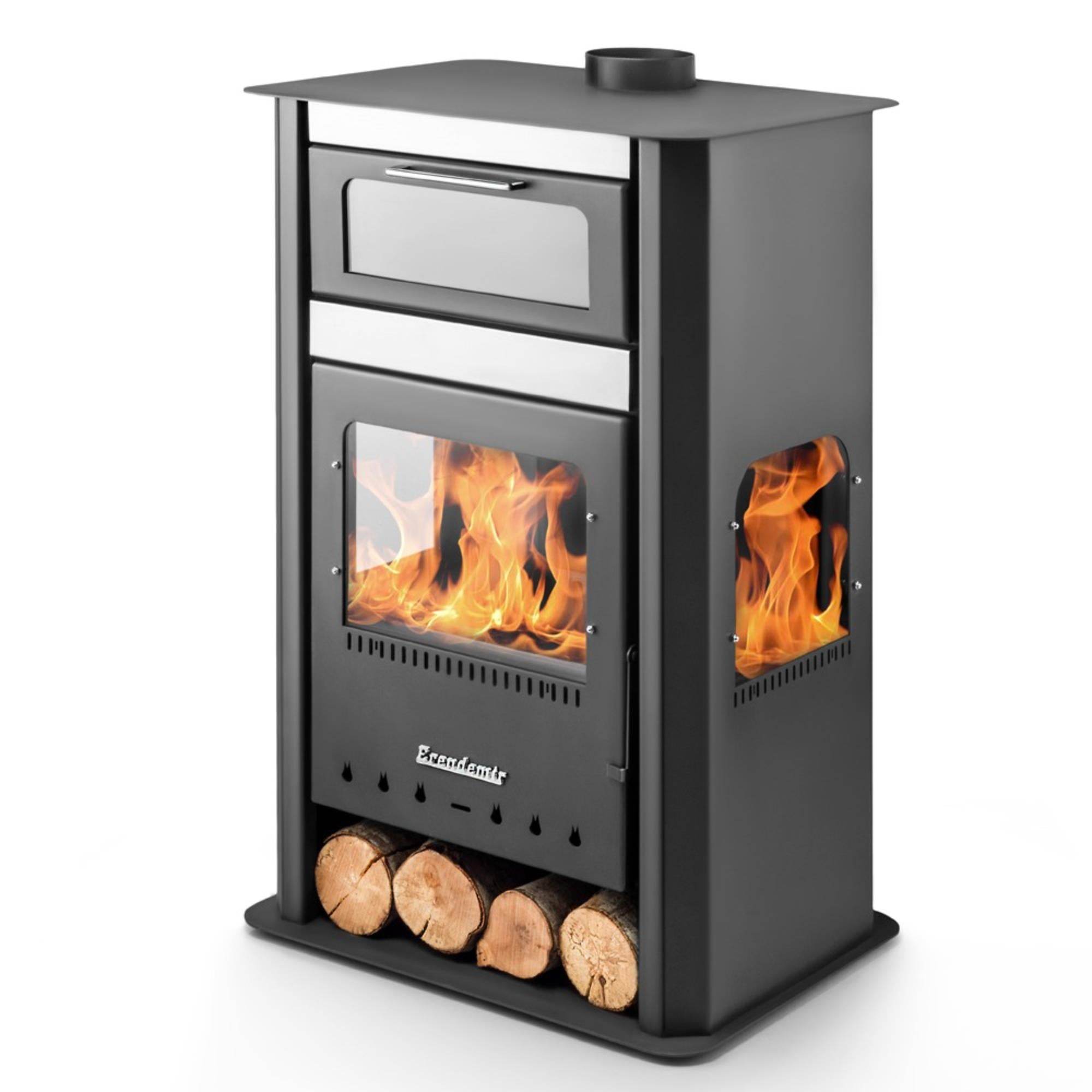 Üç Camlı Fırınlı Şömine Soba | ES-400 | Erendemir