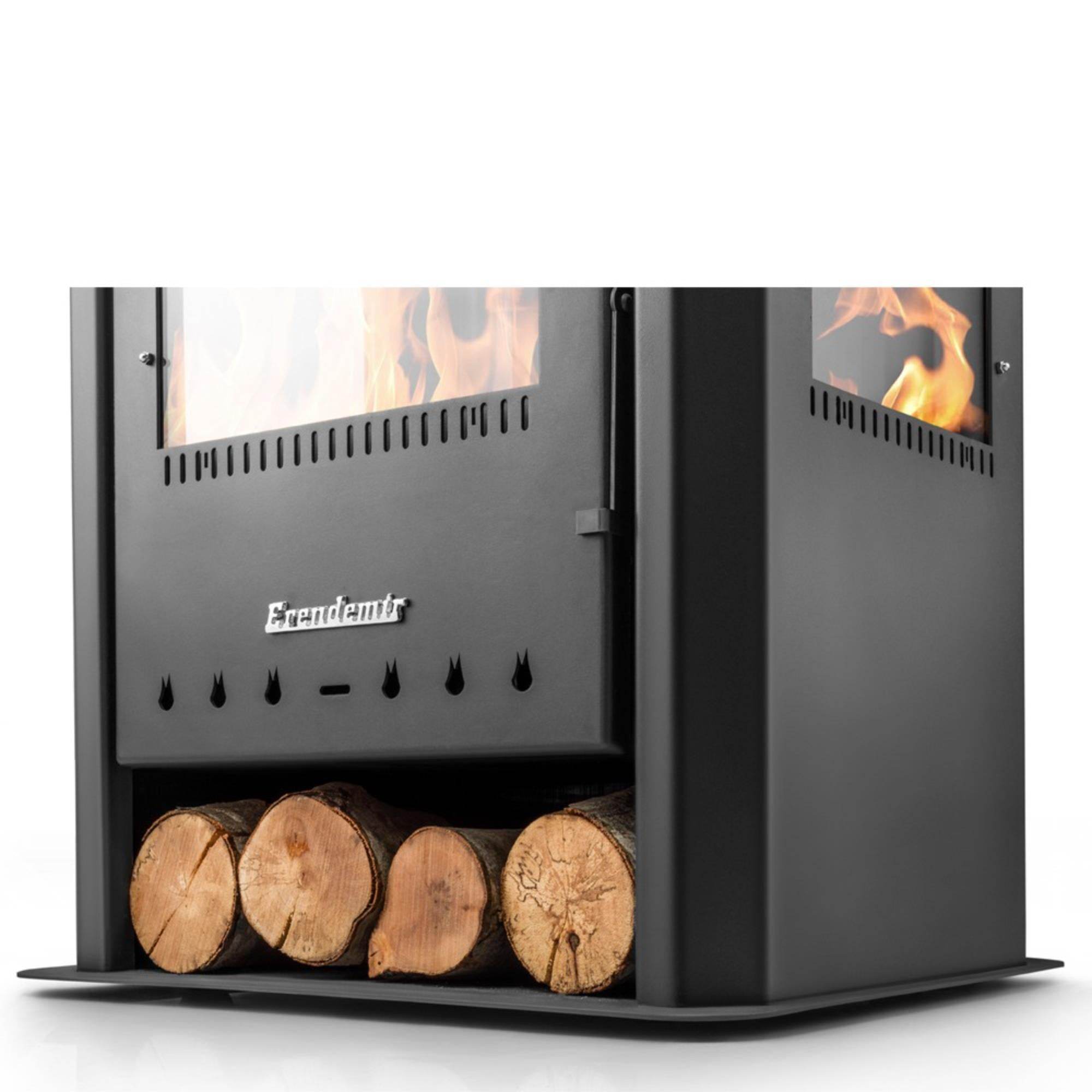 Üç Camlı Fırınlı Şömine Soba | ES-400 | Erendemir