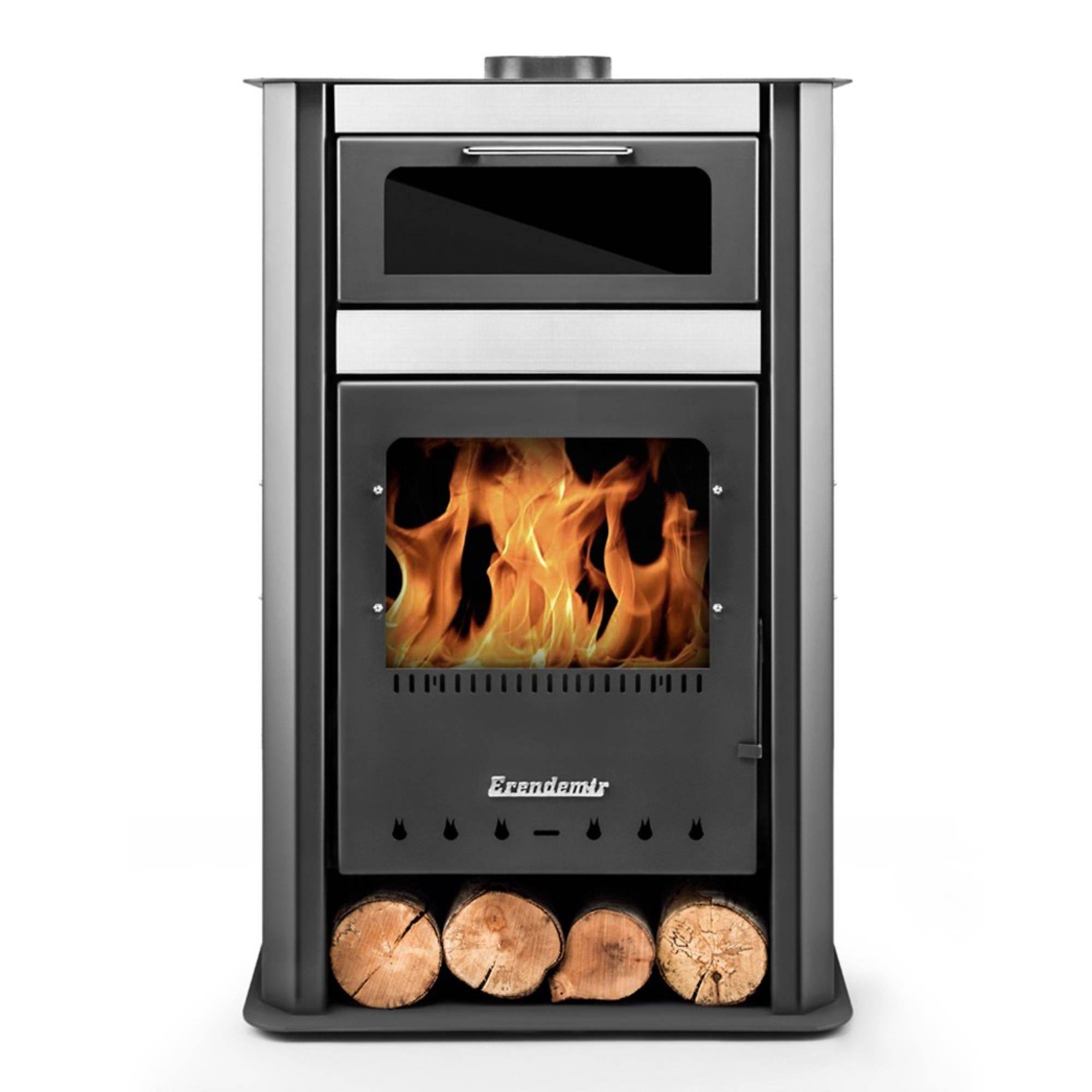 Üç Camlı Fırınlı Şömine Soba | ES-400 | Erendemir