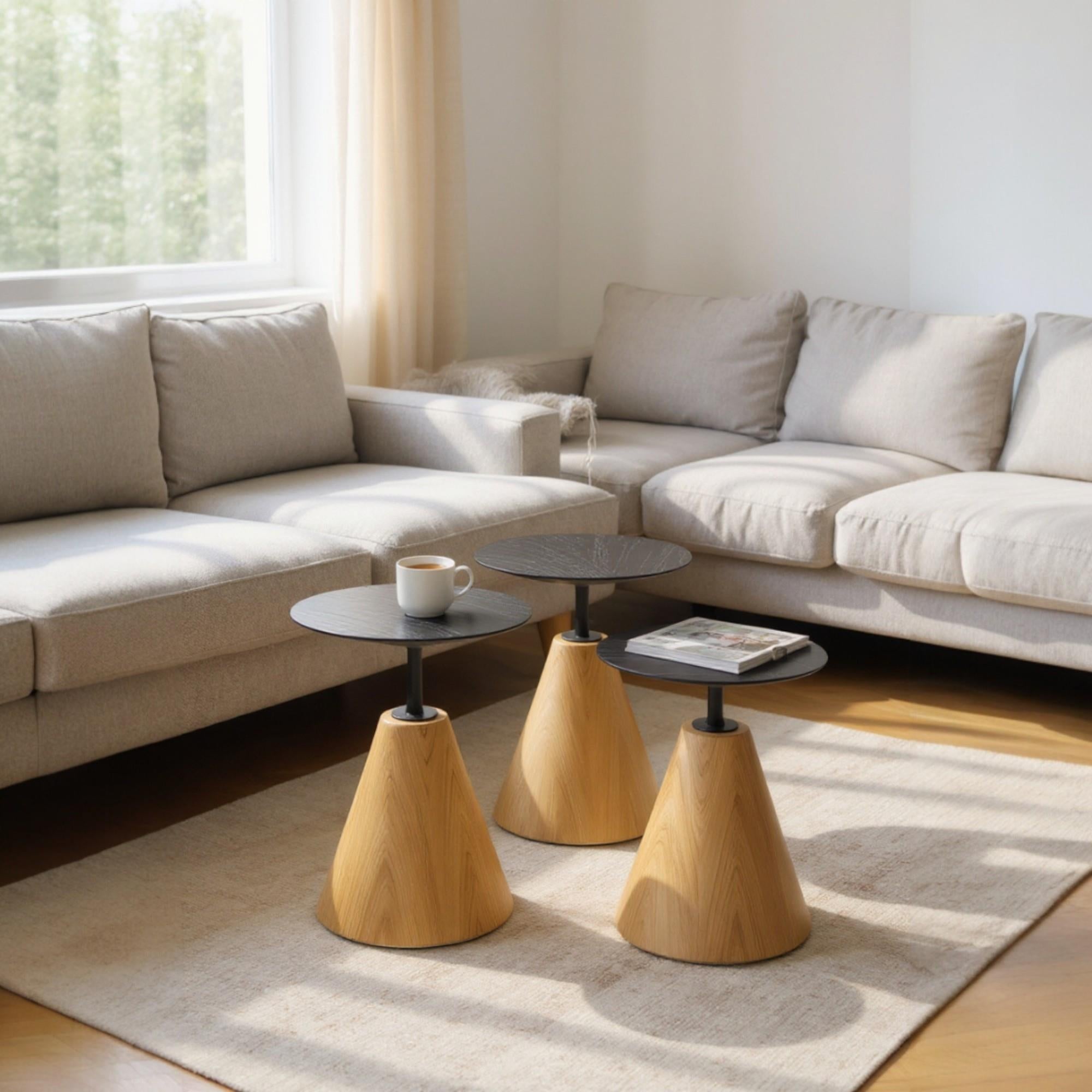 Rehome Üçlü Yuvarlak Mantar Zigon Sehpa Seti No:451 | Salon Sehpa Takımı