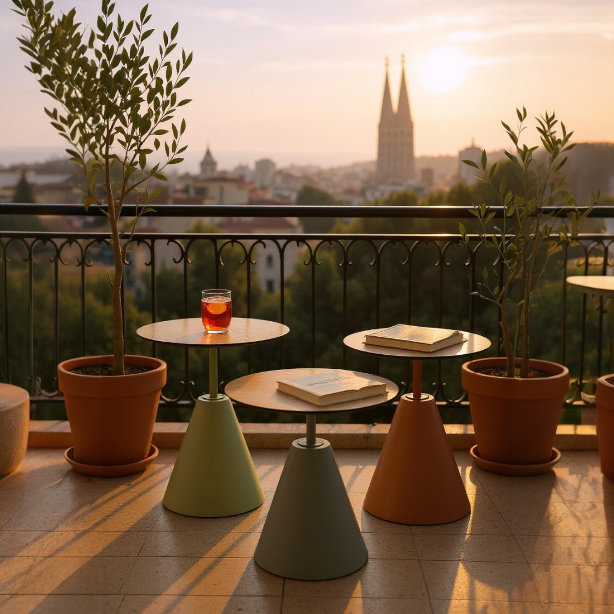 Üçlü Mantar Zigon Sehpa Seti No:553 | Rehome Renkli Yuvarlak MDF Modern Sehpa Takımı