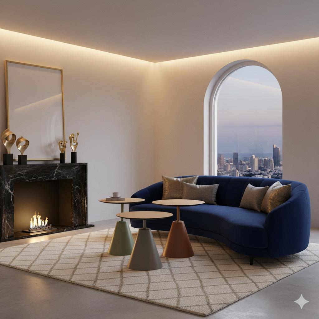 Üçlü Mantar Zigon Sehpa Seti No:553 | Rehome Renkli Yuvarlak MDF Modern Sehpa Takımı