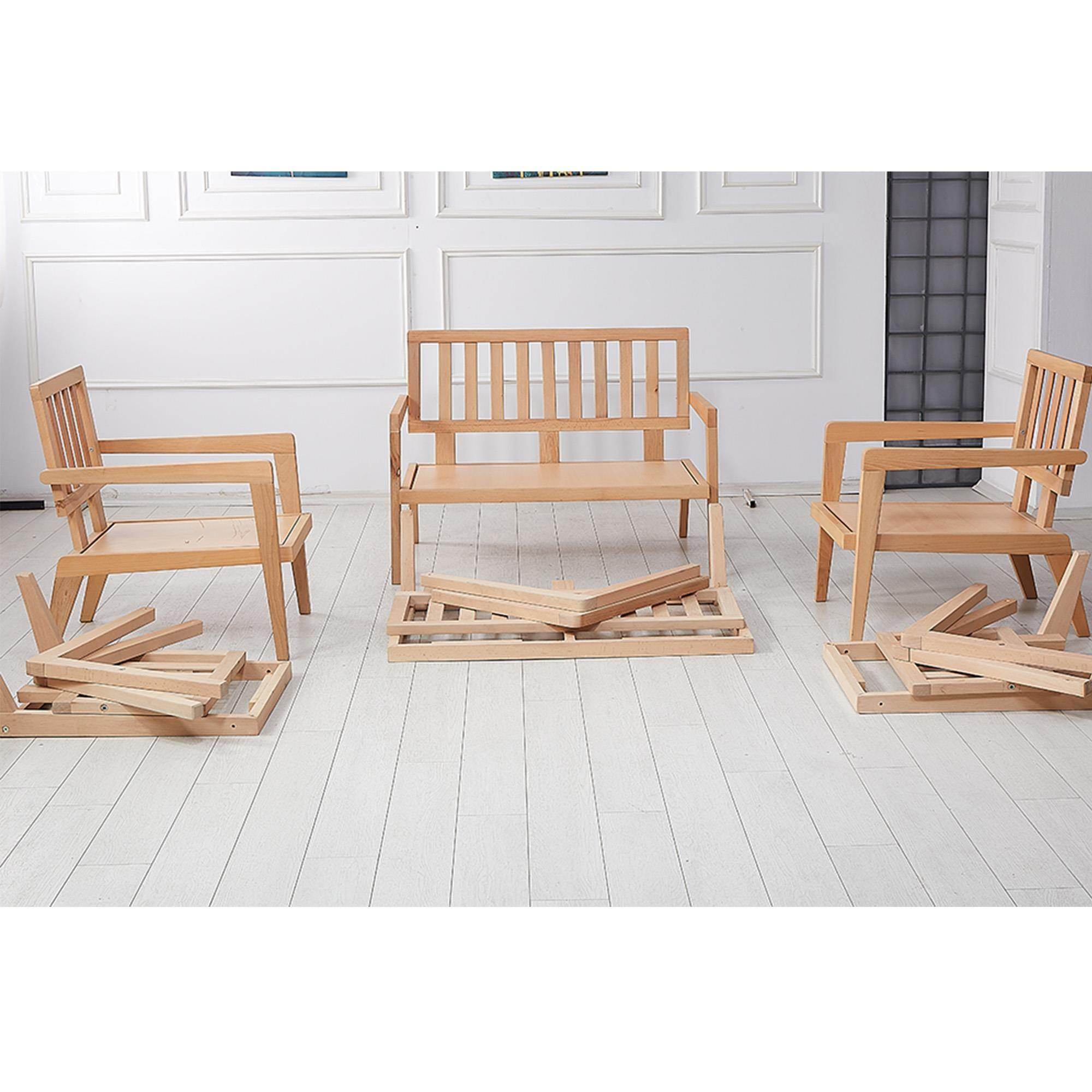 Vena Bahçe Balkon Oturma Grubu | Ahşap Koltuk Takımı | Rehome