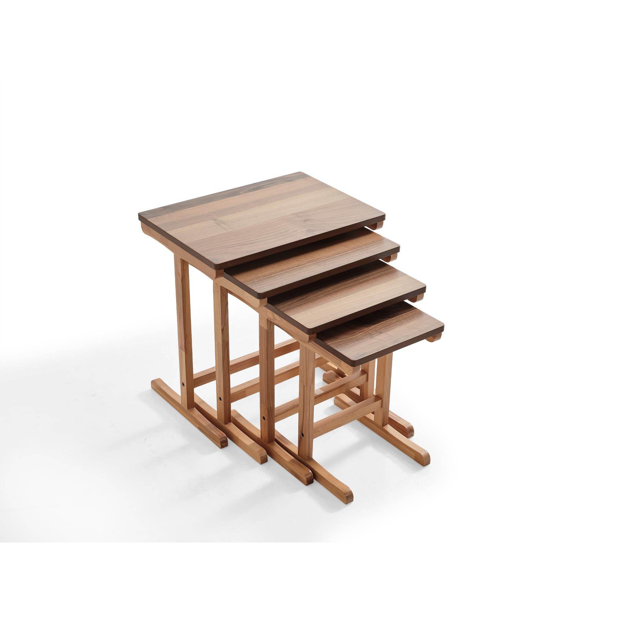 Walnut Dörtlü Zigon Sehpa |Ceviz | Kayın Sehpa