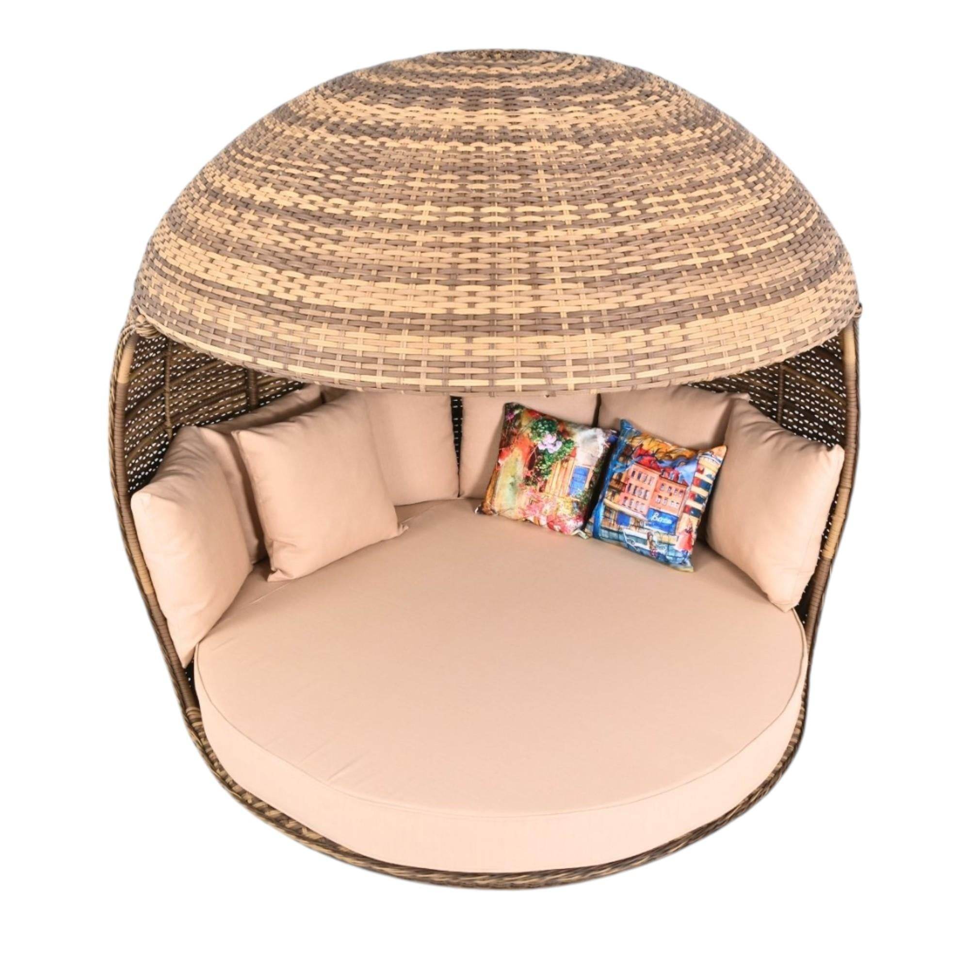 Belize Daybed Rattan World Daybed | 200 cm Çap | Yatak Şezlong |Rattan Bahçe Kral Yatağı