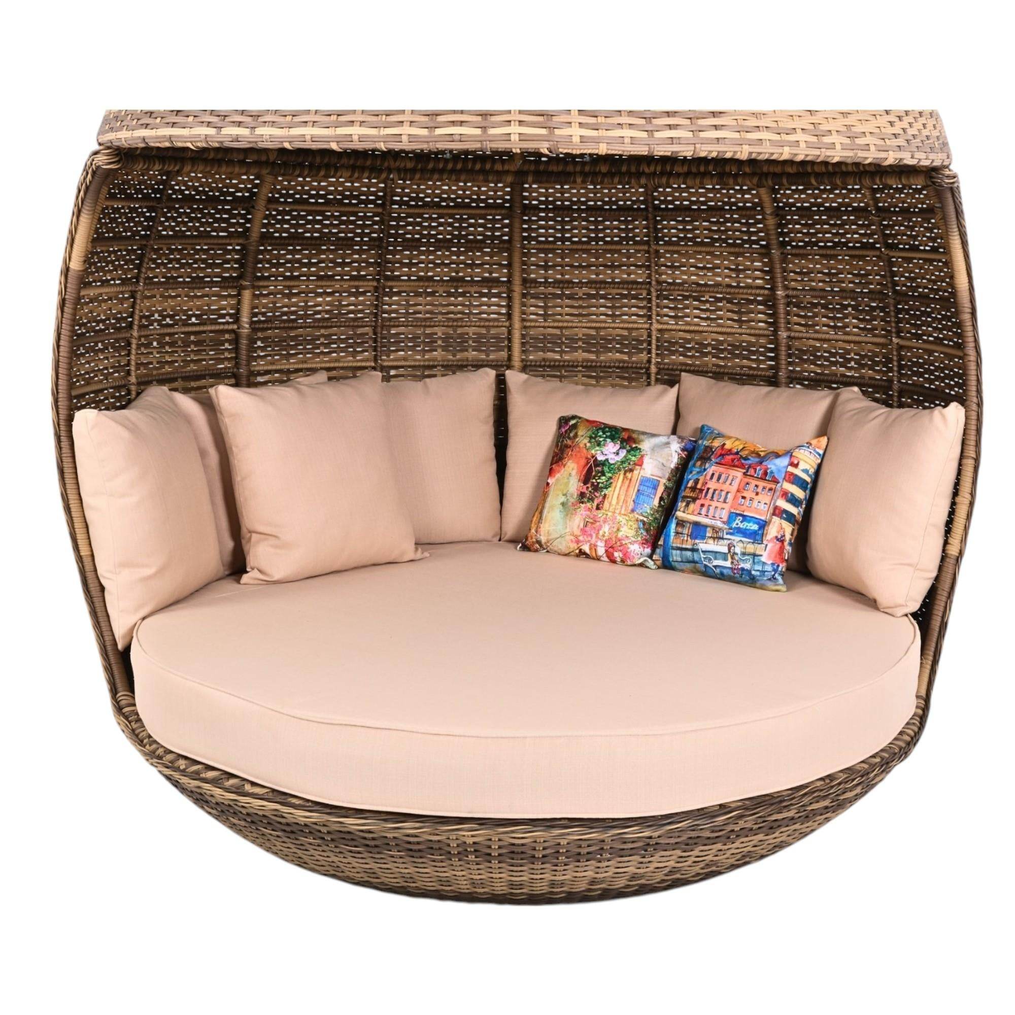 Belize Daybed Rattan World Daybed | 200 cm Çap | Yatak Şezlong |Rattan Bahçe Kral Yatağı