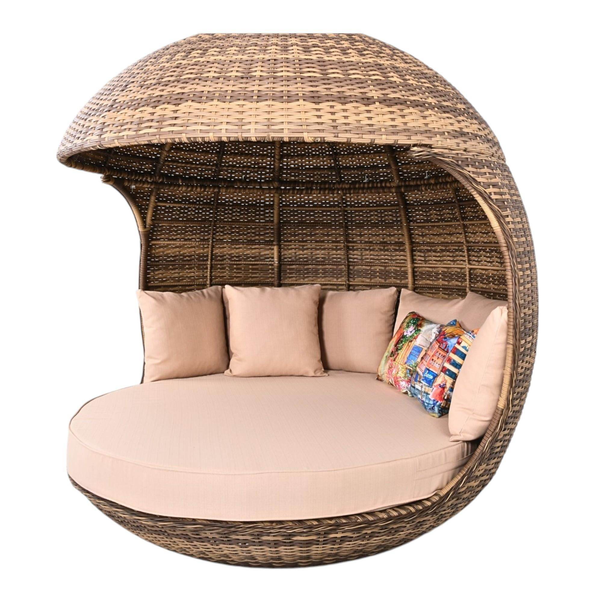 Belize Daybed Rattan World Daybed | 200 cm Çap | Yatak Şezlong |Rattan Bahçe Kral Yatağı
