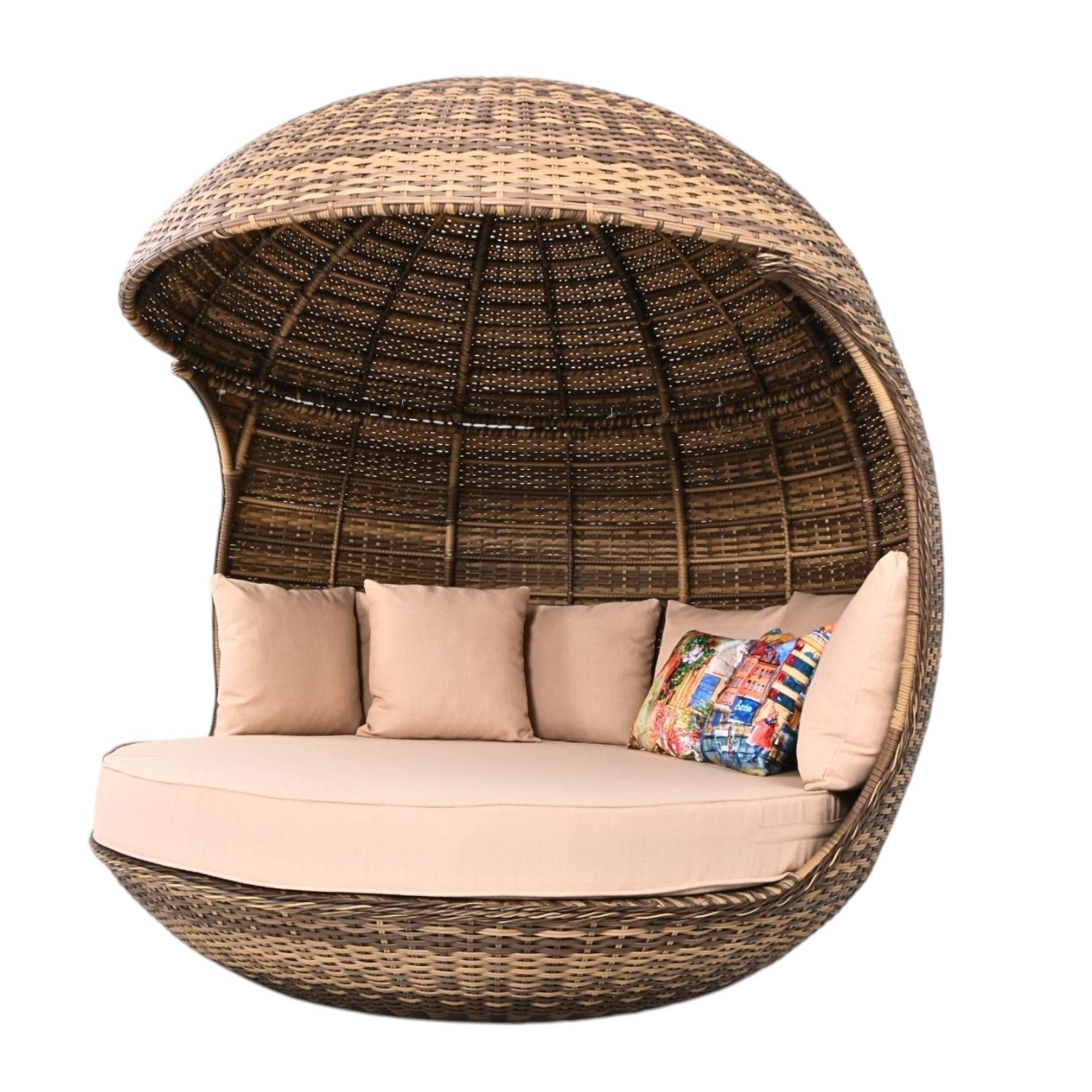 Belize Daybed Rattan World Daybed | 200 cm Çap | Yatak Şezlong |Rattan Bahçe Kral Yatağı