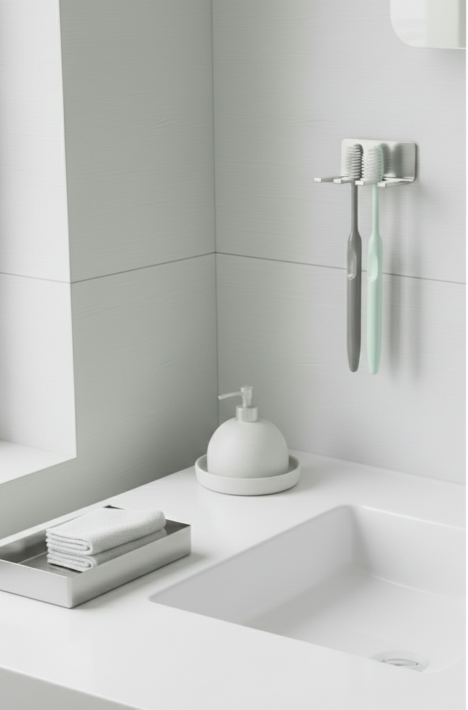 Yapışkanlı Diş Fırçalık Paslanmaz Çelik | Rehome