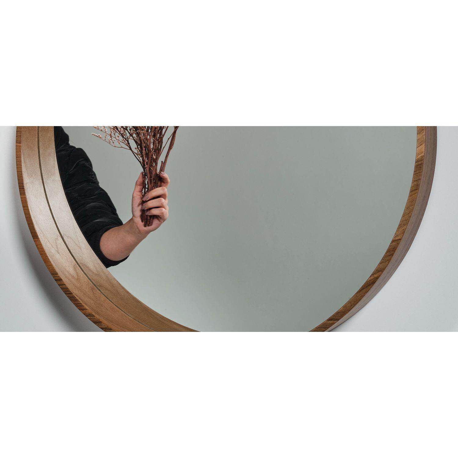 Rehome Yuvarlak Ahşap Çerçeveli Dekoratif Ayna - No:259 (70 cm)