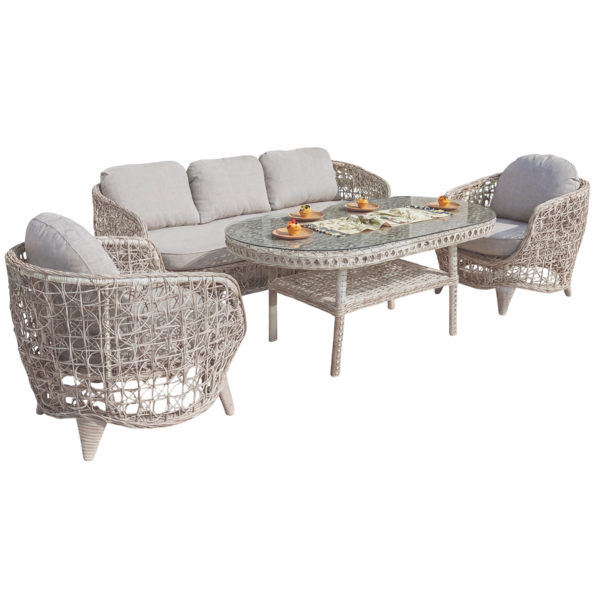 Zenda Rattan Bahçe Oturma Grubu 3+1+1 Sehpalı | Rehome